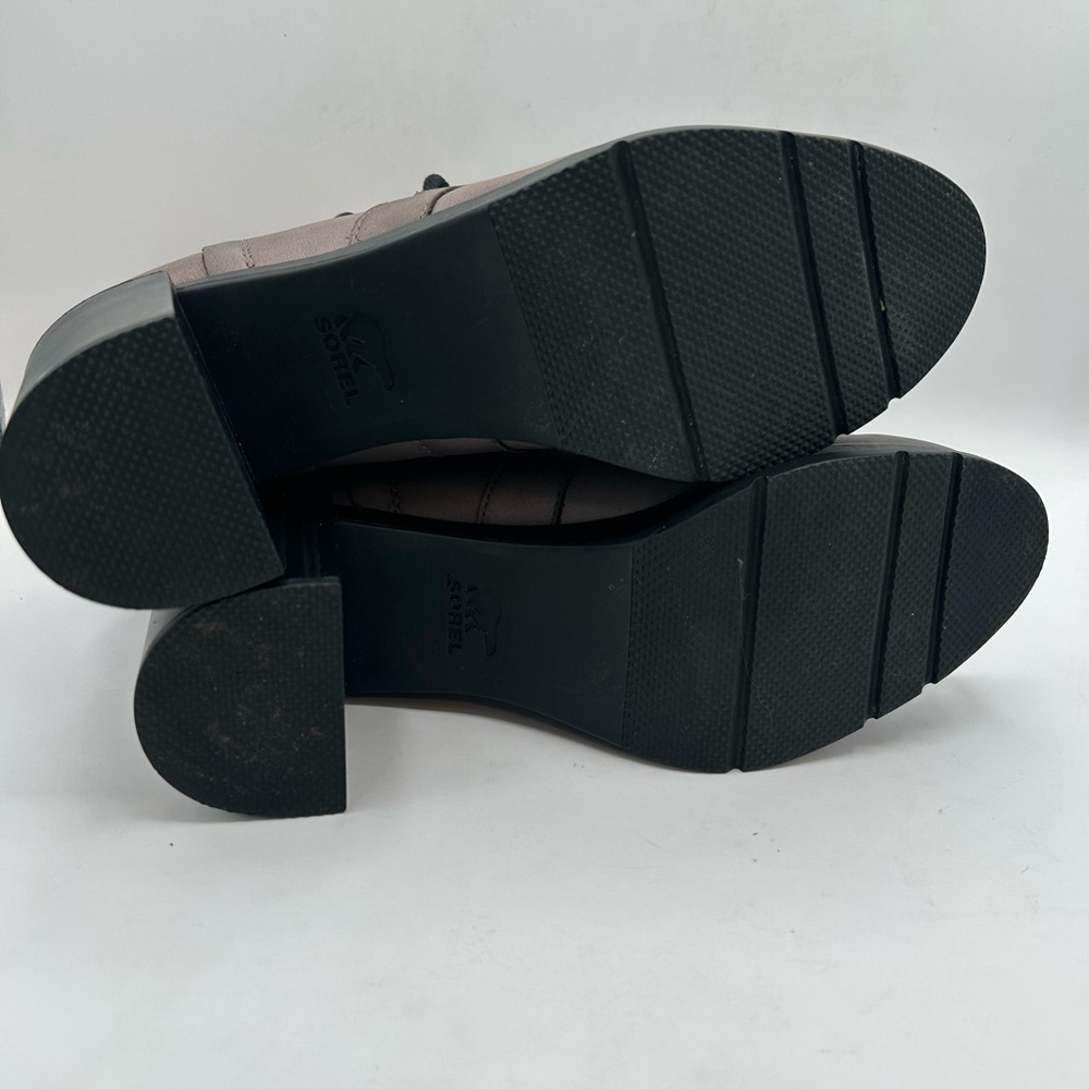 Sorel Margo Lace Up Ankle Heeled Platform Boot Bootie, Quarry Gray Leather 10.5 - Picture 9 of 9